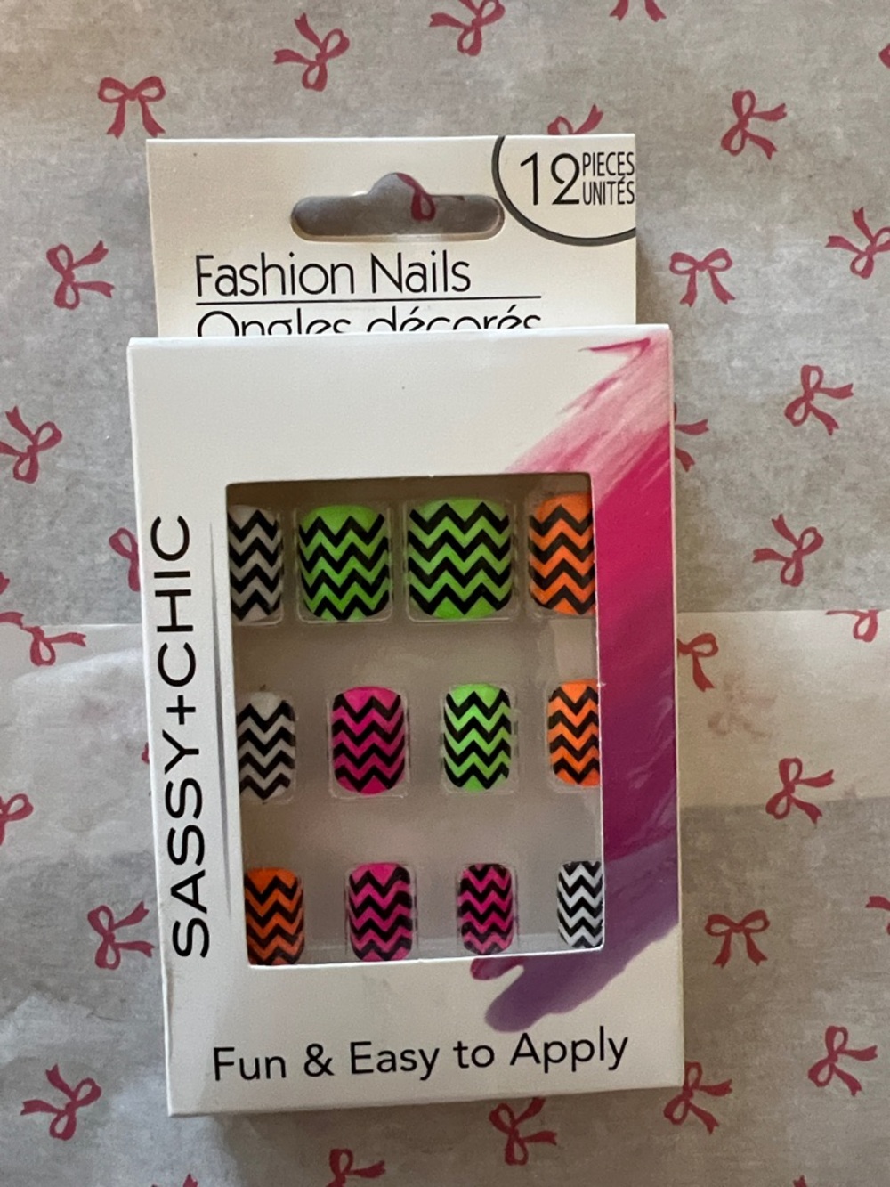 Sassy+Chic Zigzag Neon Press-On Nails - Multicolor Pack